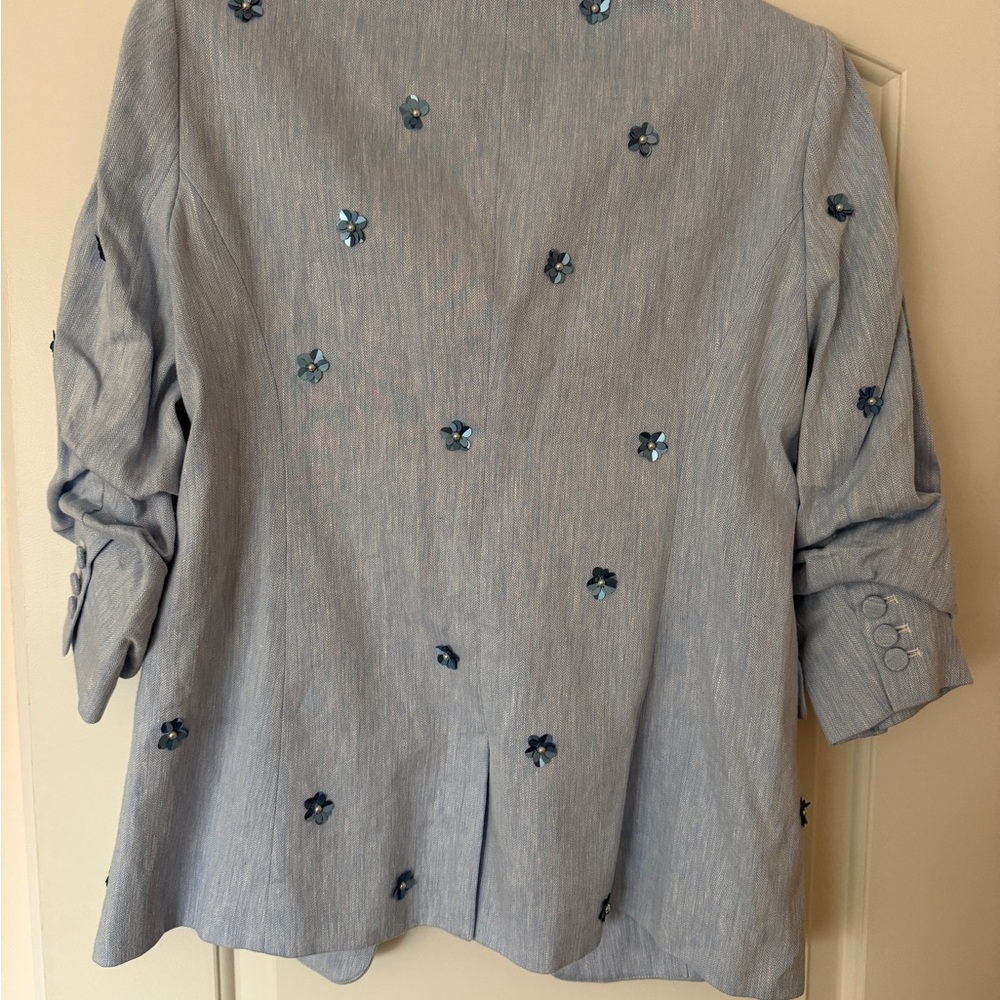 Cinq à Sept Kylie Hydrangea Blue Embellished Blazer NWT - Picture 5 of 8